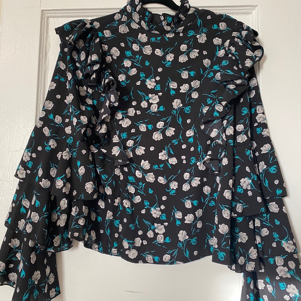 ASOS garden party ruffle sleeve blouse